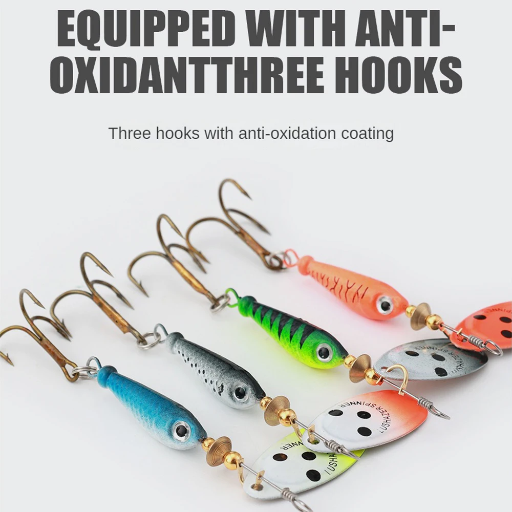 

1pc Rotating Metal Spinner Fishing Lures 11g 15g 18g Sequins Iscas Artificial Hard Baits Crap Bass Pike Treble Hook Tackle Tools