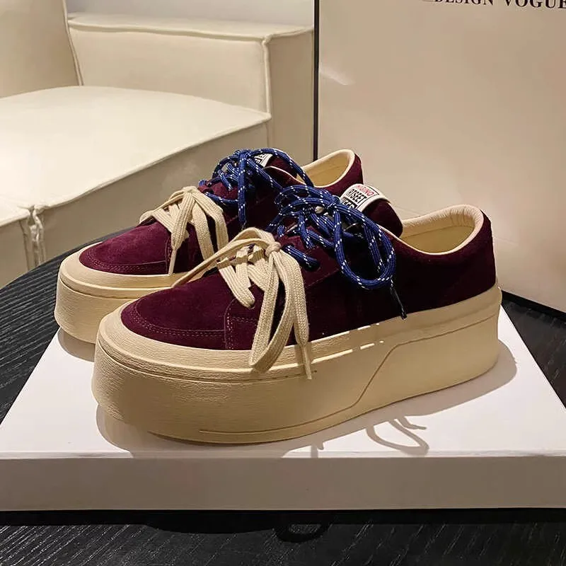 Туфли на толстой подошве весну и осень 2023 года новые двухцветные туфли шнуровке