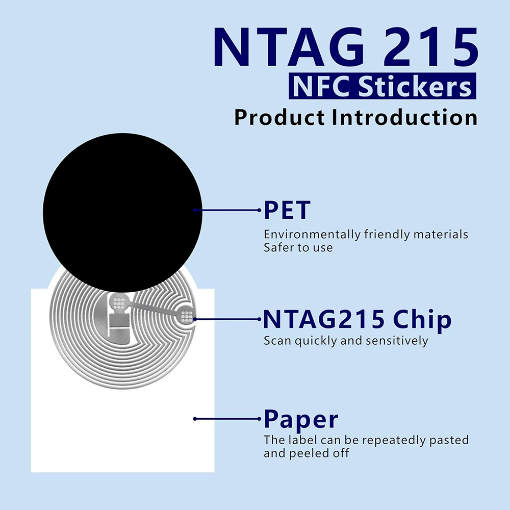 Фото NFC-метка NTAG215, наклейка NFC-чип, черная программируемая NFC-метка, совместимая со всеми смартфонами и устройствами с поддержкой NFC №5