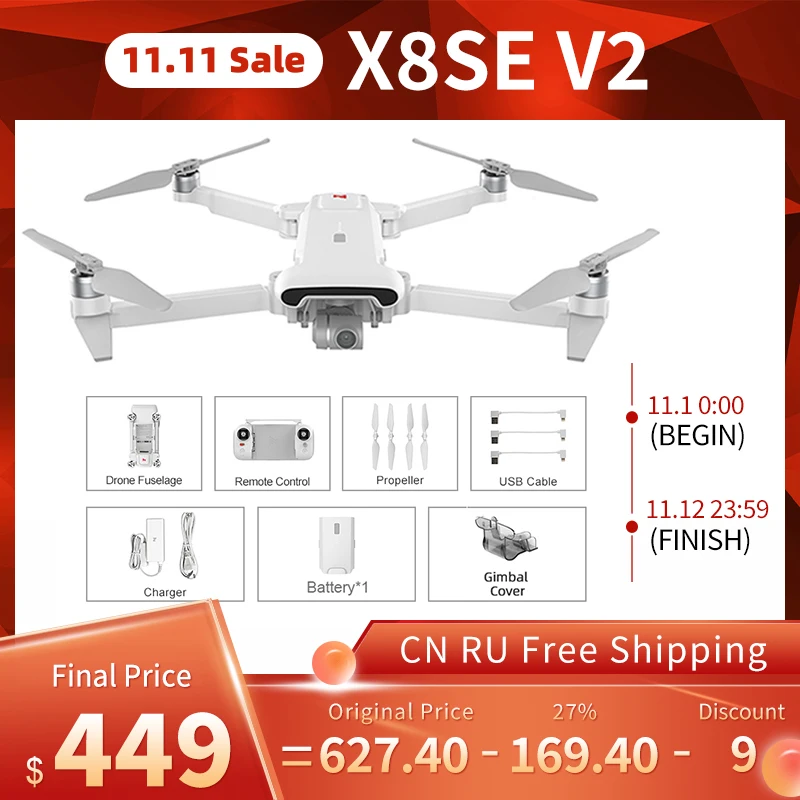 Kup FIMI X8 SE 2022 V2 Wersja Megafon Wiszące Moduł 3-osi Kamera Kardanowa 10KM Profesjonalne 4K HDR Quadcopter 35 Minut Czasu Lotu