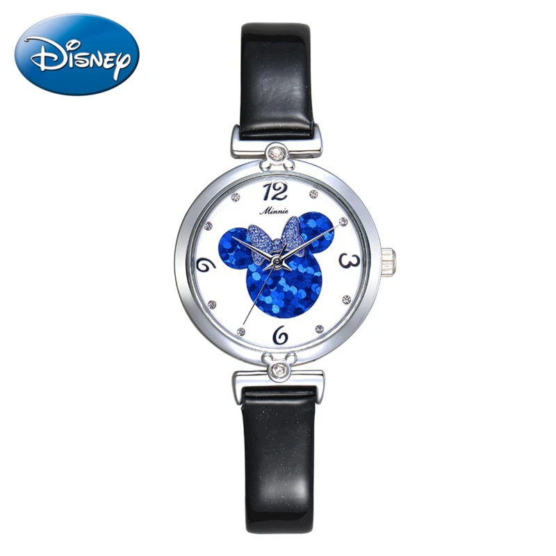 

Luxury Bling Crystal Girl Leather Strap Quartz Watch Women Fashion Simple Wrist Watches Youth Lady Time Minnie Mouse Cute Clocks