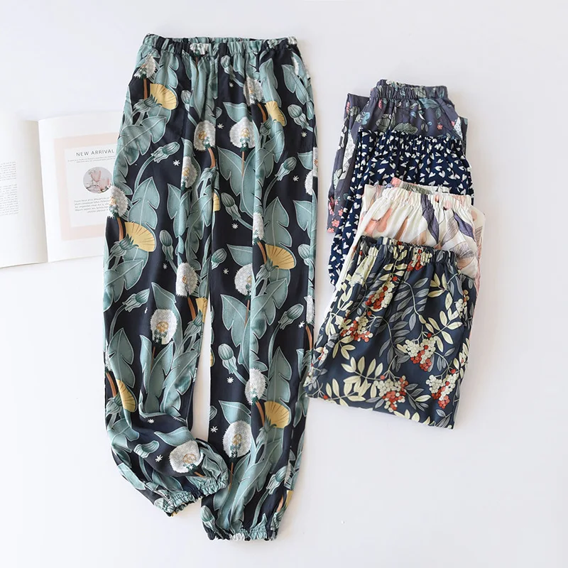 Women's new faux cotton trousers multicolor large size spring and summer beam leg pants thin section can be worn outside air con