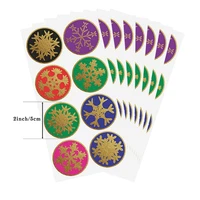 120pcs 5cm merry christmas snowflake sticker black red green xmas decoration gift candy bag sealing label bronzing stickers