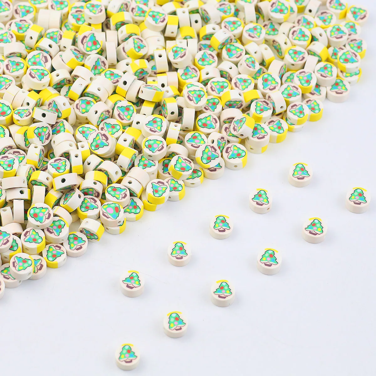 10 мм 50шт Рождественская Елка Желтый Белый Дно Круглый Спейсер Свободные Бусины