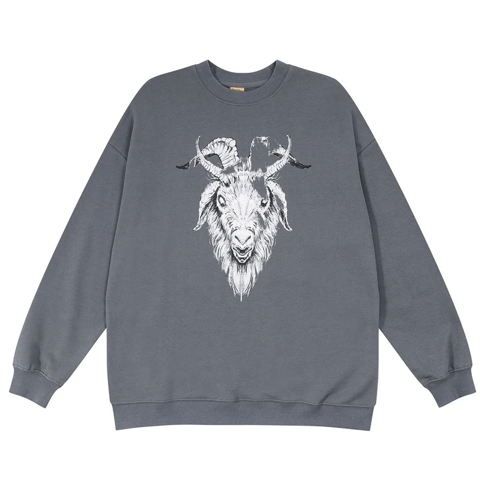

2022 Fall Sweatshirt Men Punk Rock Antelope Letter Printed Pullover Harajuku Mens Cotton Hiphop Streetwear Gothic Sweatshirt