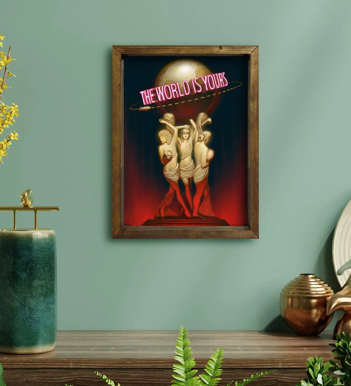 

BK Gift The World Is Your Design Natural Solid Wood frame Tablo-1
