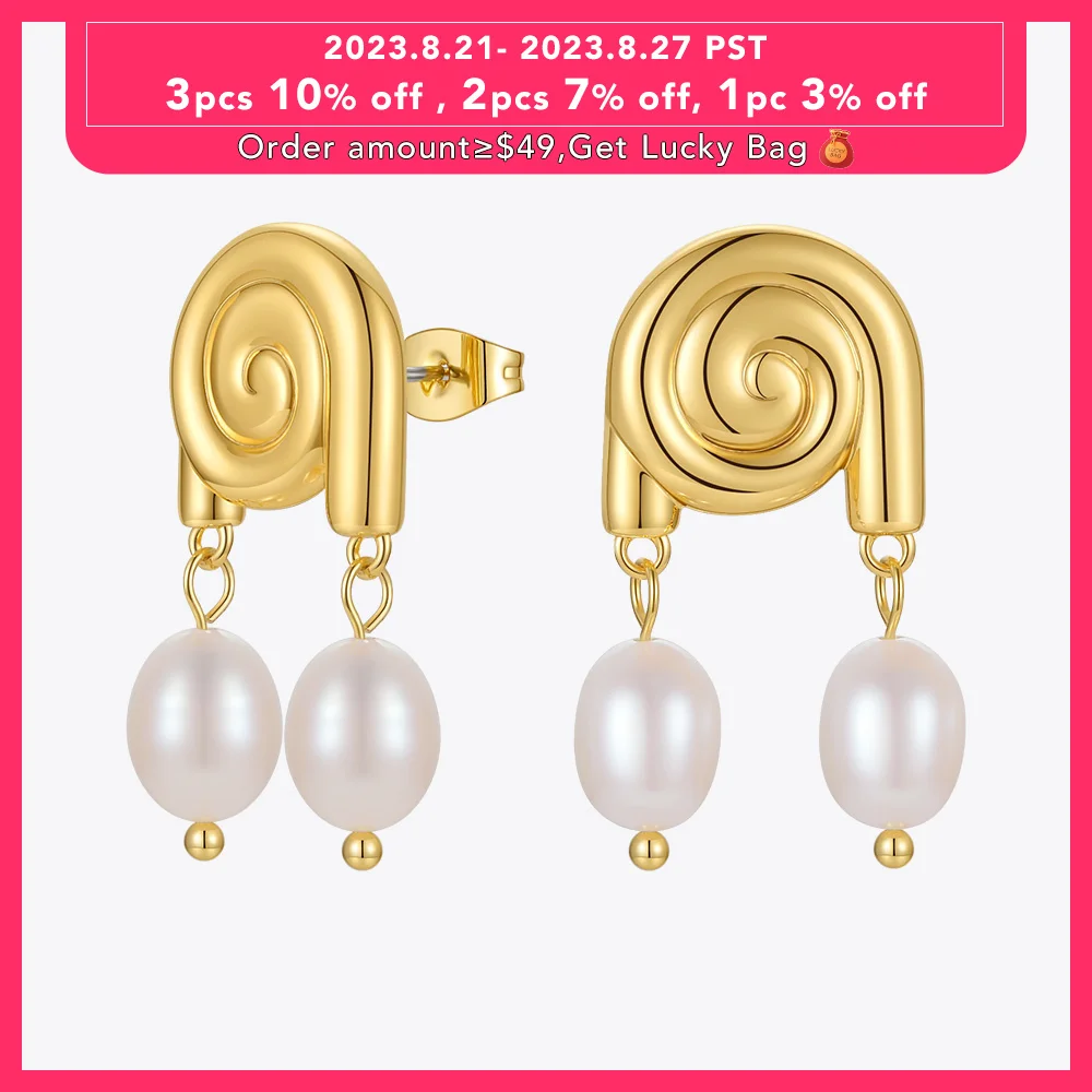 

ENFASHION Whirl Natural Pearl Earrings For Women 2021 Gold Color Earings Korean Fashion Jewelry Pendientes Engagement E211291