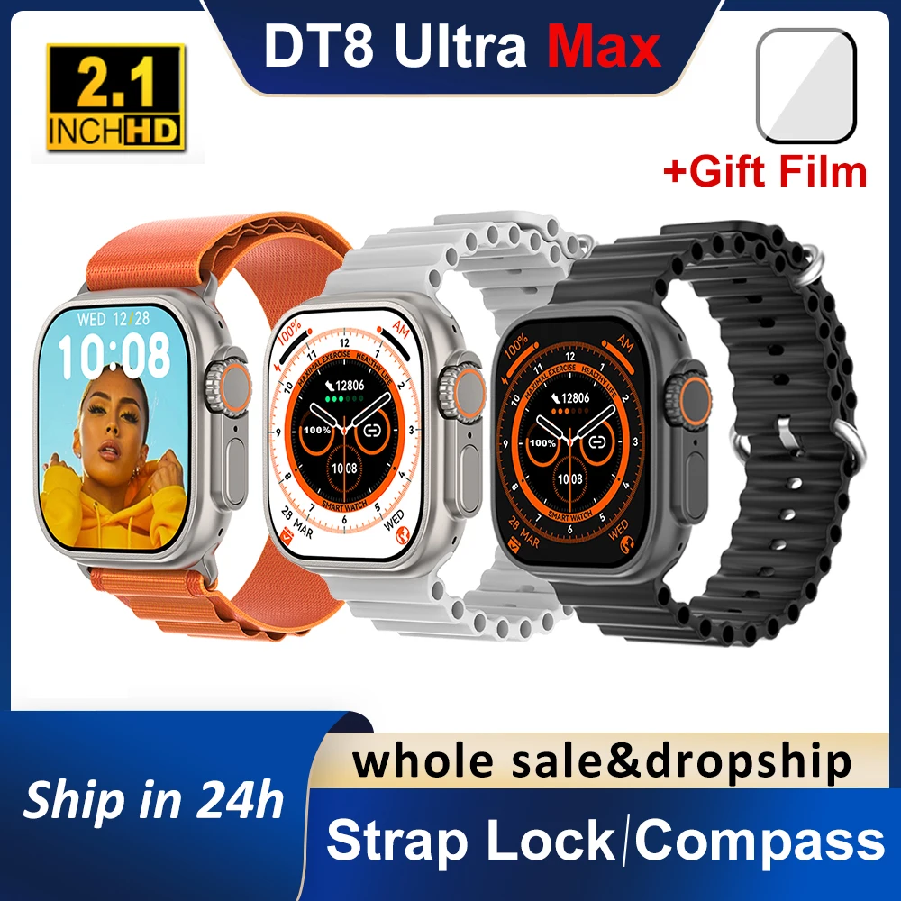 

2023 DT8 Ultra Max Ultra Smart Watch for Men 2.1 Inch Screen 49mm Bluetooth Call Women Smartwatch Heart Rate Monitoring