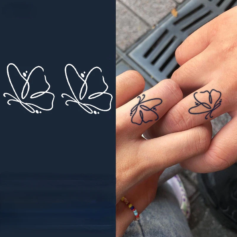

Fake Tattoos for Women Simple Finger Butterfly Cute Herbal Juice Tattoo Sticker Wholesale Waterproof Hotwife Tatto Art Stickers