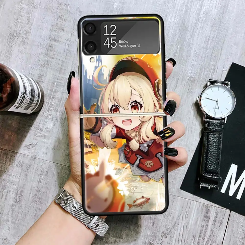 Чехлы Genshin Impact Klee для Samsung Galaxy Z Flip 4 5 6 3 Flip6 Flip4 Flip5 Flip3 ZFlip6 ZFlip5 5G жесткие