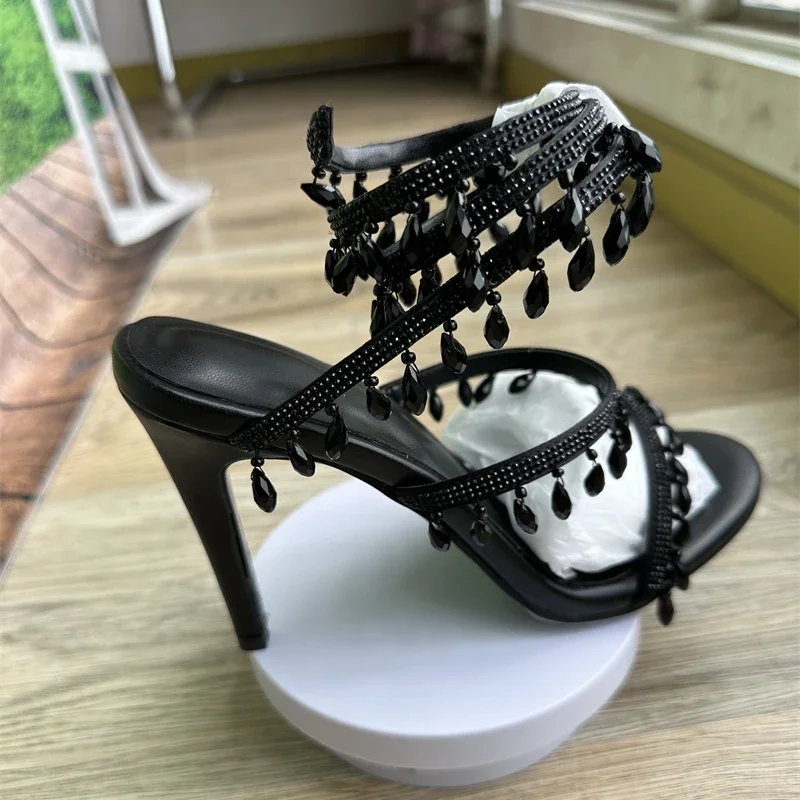 Женские босоножки на высоком каблуке 10 см с открытым носком