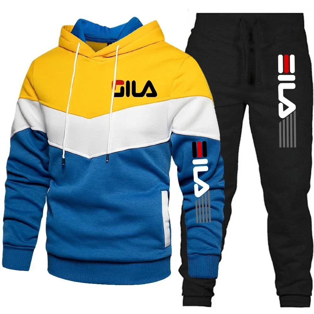 

Men's Winter Warm Athletic Hoody Set Sweatshirt+Pants 2-Pcs Sets Luxury Tracksuit Male Outdoor Brand Clothing Skiing Sweat Suits