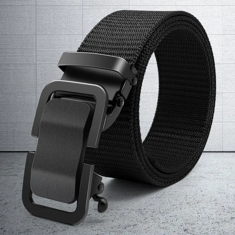 

Tactical Men's Belt Metal Automatic Buckle Toothless Casual Versatile Nylon Canvas Youth Student Trendy Waist Belts Women