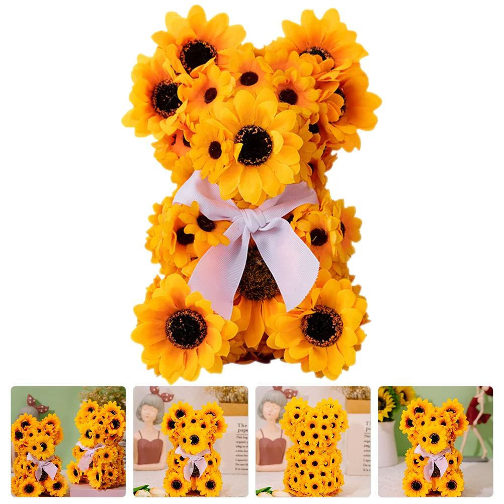 

Sunflower Party Decorations Bear Statue Kids Room Animal Sculpture Artificial Home Accessories Sunflowers Desktop Gnome Garden