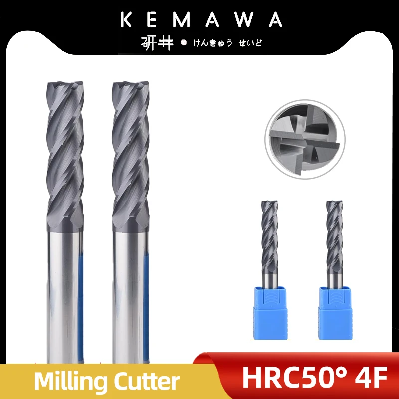 

HRC50 Carbide End Mill 1 2 4 5 6 8 10 12mm 4Flutes Milling Cutter Cutting Iron Cutter CNC Maching CNC EndMill Milling Cutter