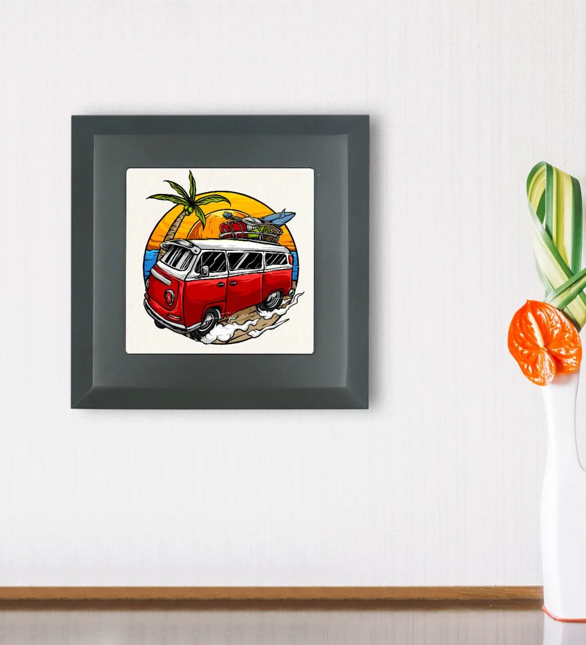 BK Gift Classic Car Design Wood Framed Stone Wall Dekoru-8