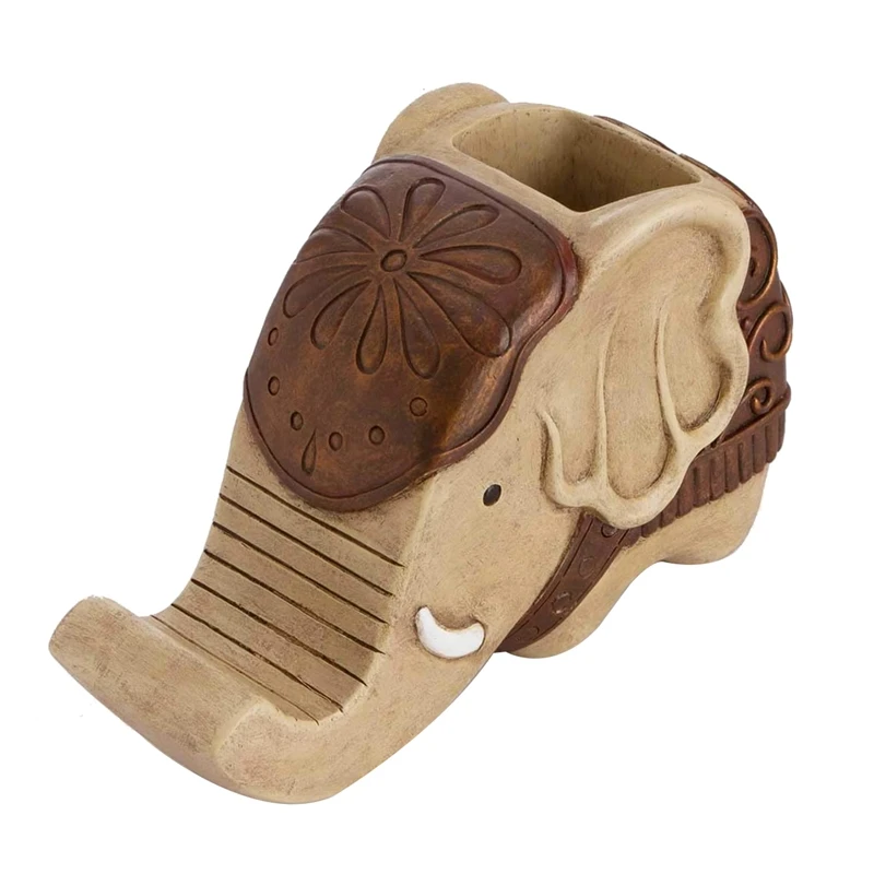 

New-Elephant Pen Holder With Mobile Phone Stand Elephant Decoration Resin Crafts Home Decorations