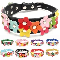 2020jmtleather dog collar cute adorable flowers puppy cat collars double row studded floral pets necklace collars chihuahua