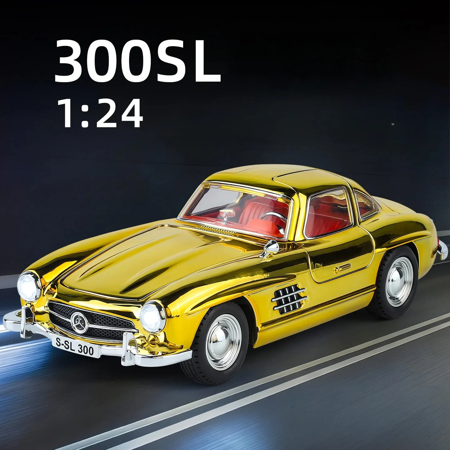 Фото Коллекционная модель автомобиля 300SL из литого сплава, масштаб 1:24, с декоративной отделкой, оптовая продажа, Чэнхай №4