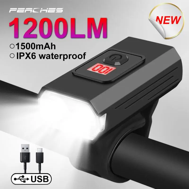 

Велосипедный передний фонарь с зарядкой через USB, 1200 лм