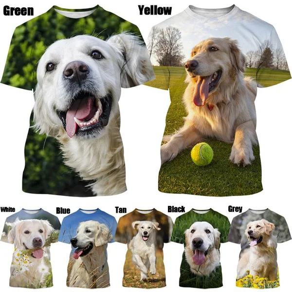 

Summer Funny Dog 3D Printed Cute T Shirt New Fashion Unisex Golden Retriever Graphic Tees Tops