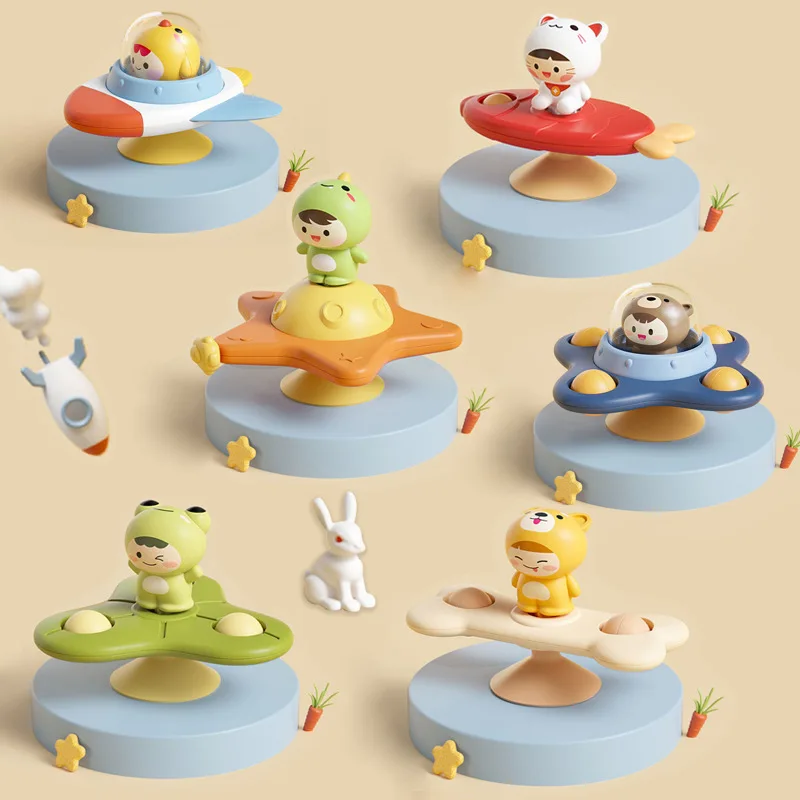 

1 PCS Baby Bath Toys 3D Cartoon Suction Cup Spinner Toys Sucker Spinning top Sensory Fidget Educational Toys for Toddlers Gift