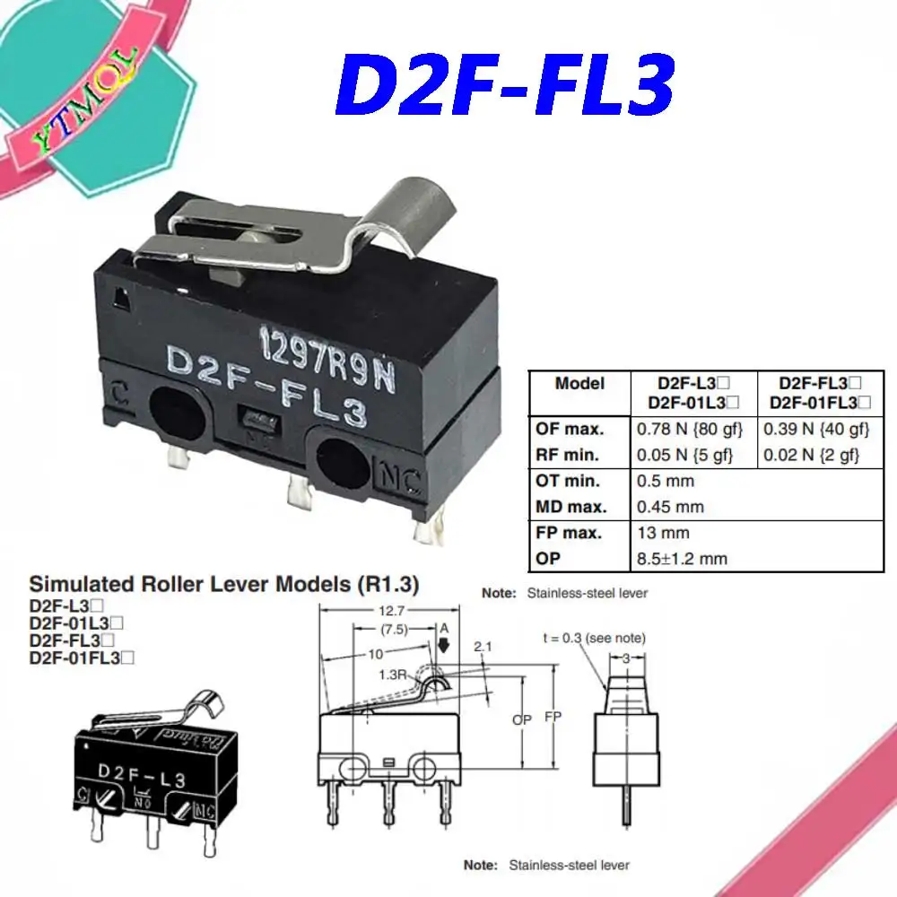2Pcs For mouse micro switch D2FC-F-7N 10m 20m OF D2FC-F-K(50M) D2F D2F-F D2F-01 D2F-01L D2F-01FL D2F-01F-T D2F-F-3-7 - купить по