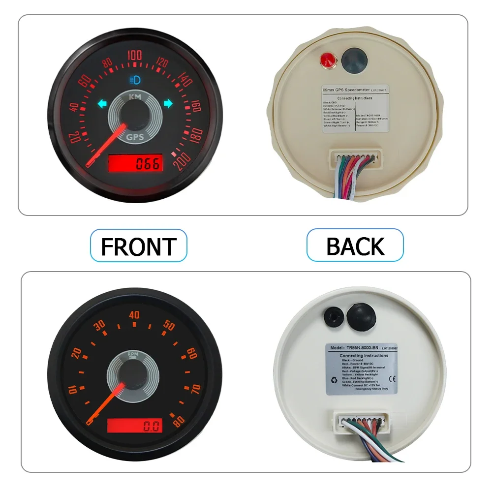 ELING 2 Gauge Set 85 мм GPS спидометр 0-160MPH 220 км/ч + тахометр 0-8000 об/мин с красной желтой