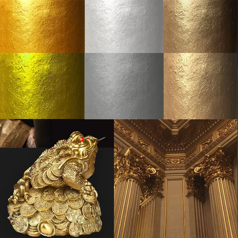 

1000g Super-bright Flash Non-fading Gold Foil Paint Water Based Paint Art Sculpture Home Decoration and Renovation