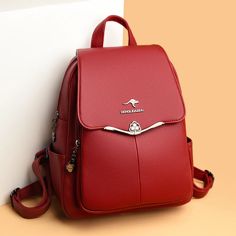 

Backpack Women's Fashion Versatile Soft Leather Backpack Women's Multi Use Large Capacity Travel Bag Soft Leather Big Bag