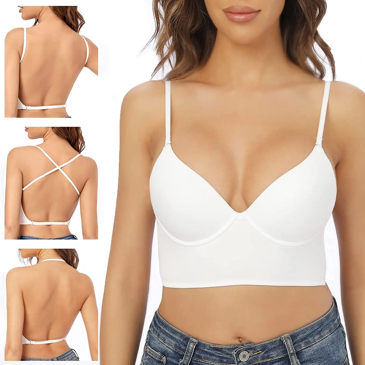 

Invisible Bra Backless Bralette Women Bras Without Underwire Seamless Underwear Halter Top Open Back Brassiere Sexy Camisole