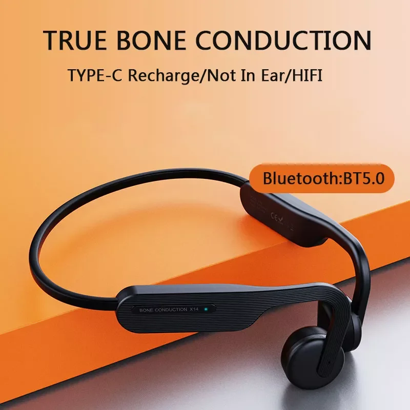 

True Bone Conduction Wireless Bluetooth Earphones Stereo Active Noise Reduction Headphone Outdoor Sports Safety Cycling Headset