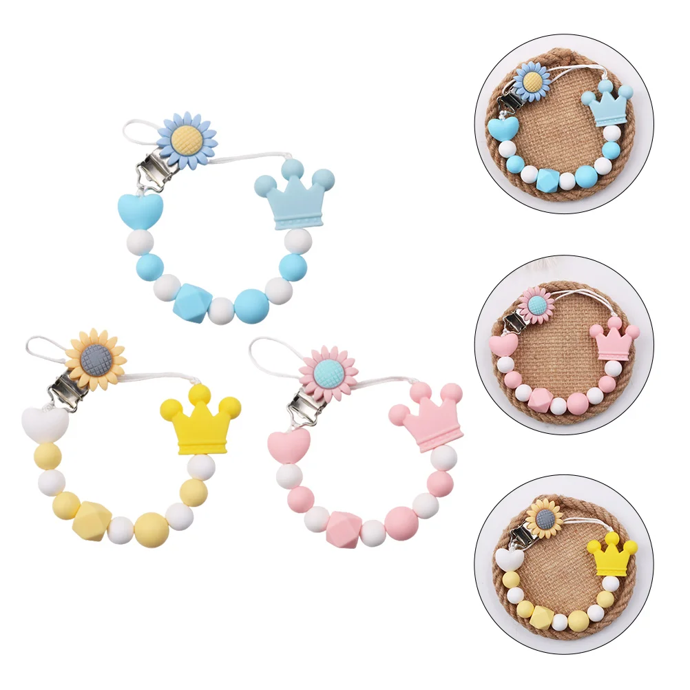 

Infant Teether Pacifier Clip Silicone Appease Baby Chain Silica Gel Molar Tool Clips