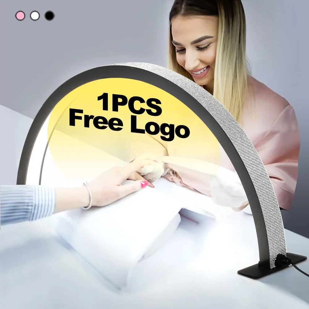 

Free customized logo for professional beauty salon lighting Half moon shaped nail salon desktop arch LED diamond nail lamp