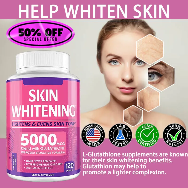 

Whitening Capsules Collagen + Glutathione + Vitamin C Skin Facial Melanin Reduction Antioxidant Free Shipping