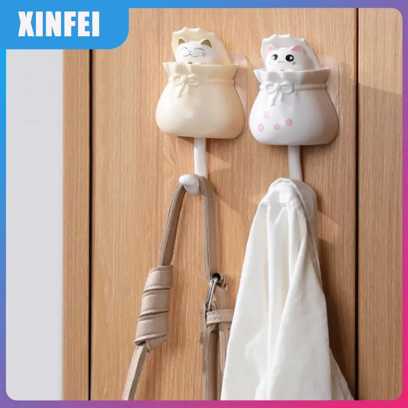 

Robe Hook Cat Decorative Hooks Key Holder Wall Mounted Broom Holder Adhesive Coat Hanger Hat Rack Sundries Bathroom Accessories