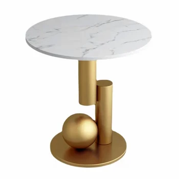 Nordic Luxury Side Table Marble Metal Gold Coffee Table for Living Room Creative Modern Sofa Bedside Small Table Furniture Gift