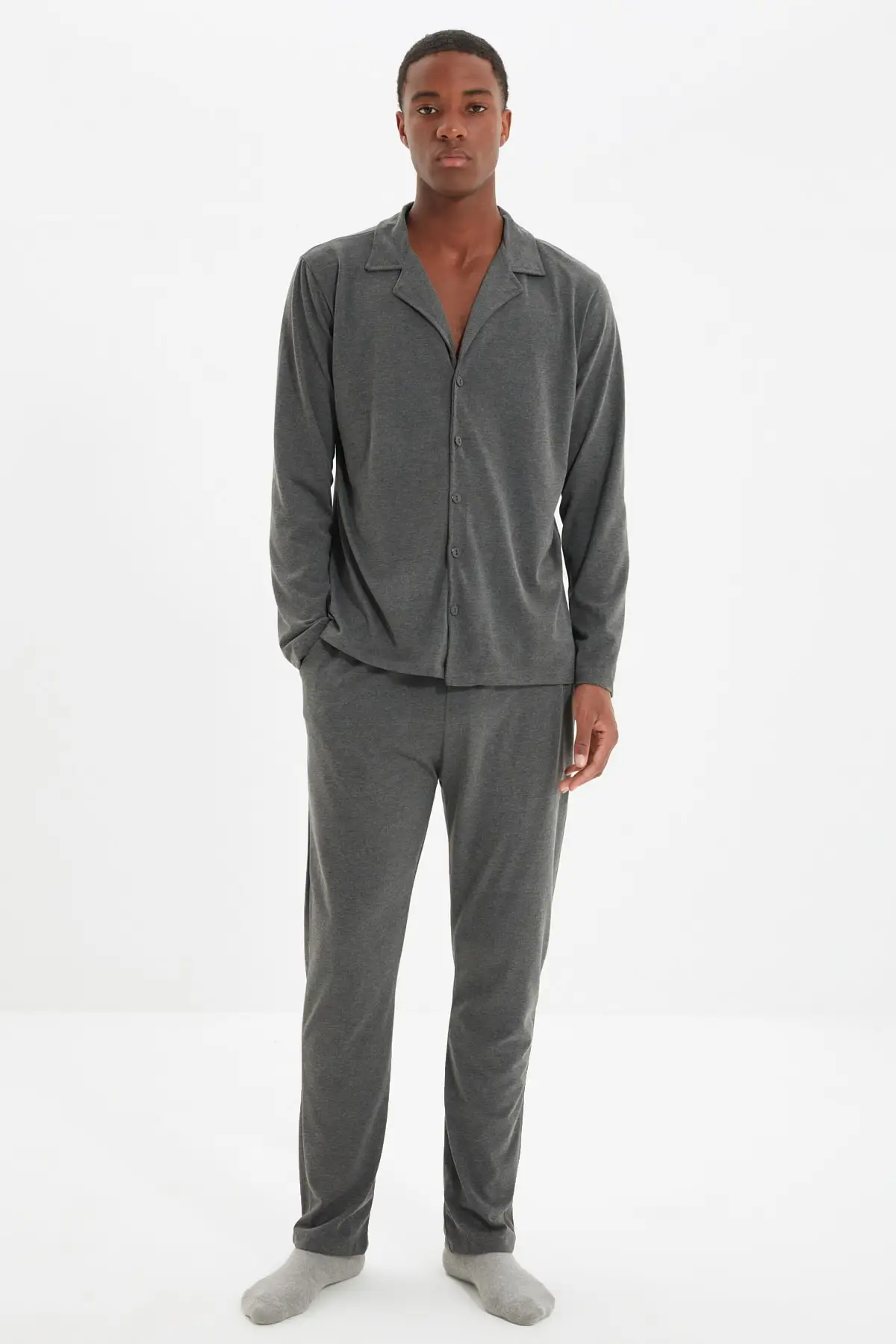 

Trendyol Male Regular Fit Apaş Collar Pajamas set THMAW22PT0433