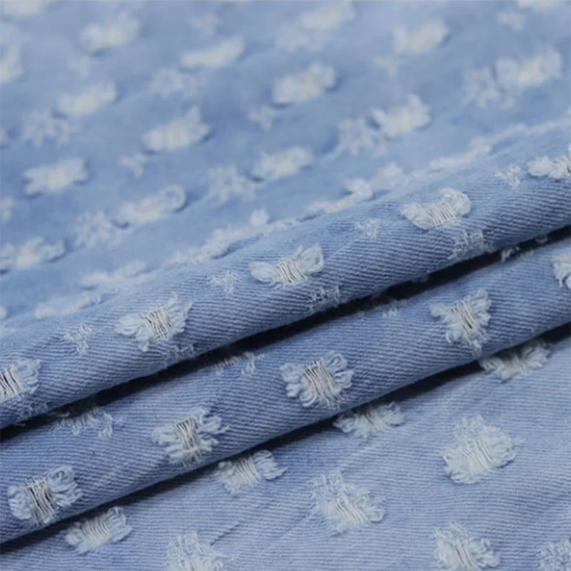 Легкая джинсовая ткань с маленькими отверстиями принтом тай-дай вязаные брюки