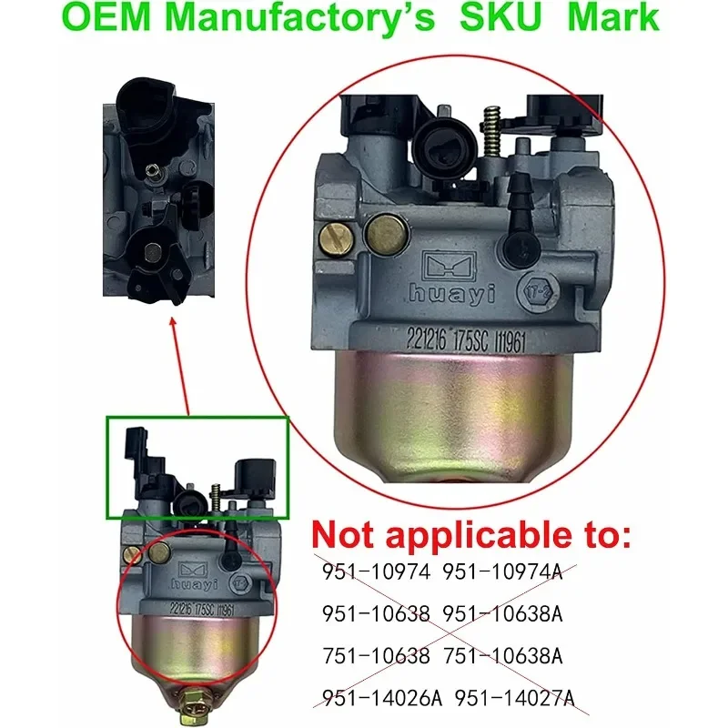 OUNENG Фирменная Новинка 165s 165sa 165sb Карбюратор 951-12705 951-10974 951-10974A 951-14034 Carb Cub 179cc 208cc 243cc