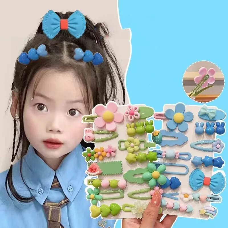 

14Pcs/Set Sweet Children Hair Accessories Alloy Side Bangs Hairpin Flower Hair Clip Bows Duckbill Barrettes Cute Girls Headdress