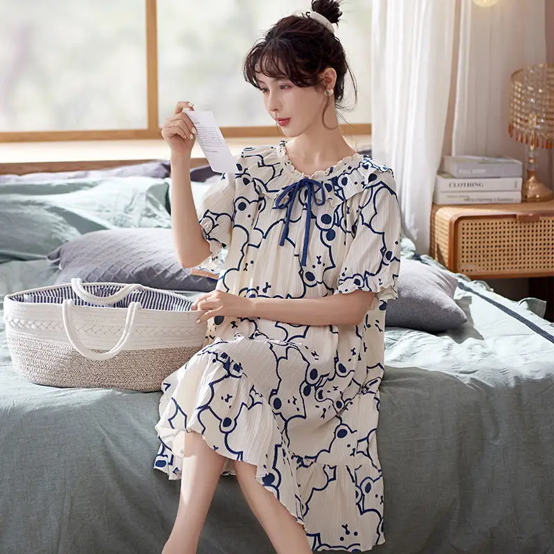 Женская ночная рубашка с милым котом модная одежда летняя женская для сна