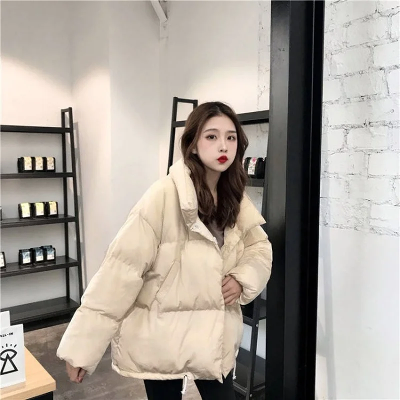 Winter stand-up collar women's new all-match quilted thickened cotton clothes BF wind loose cotton clothes bread clothes