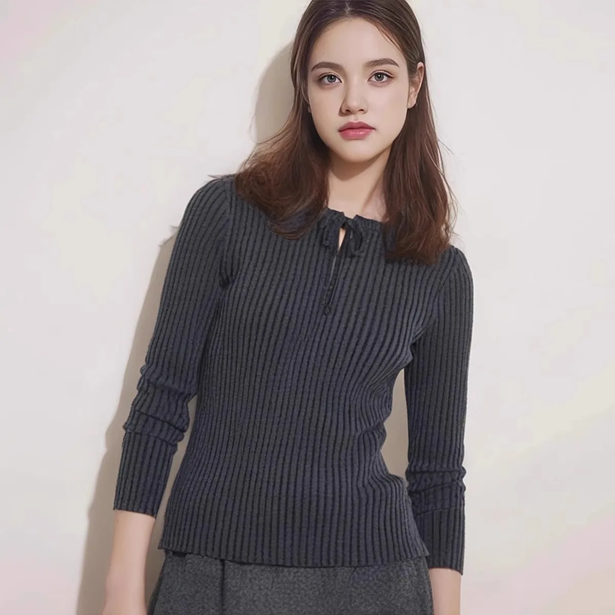 Женская одежда You Official Cooperation вязаный свитер с длинными рукавами и круглым