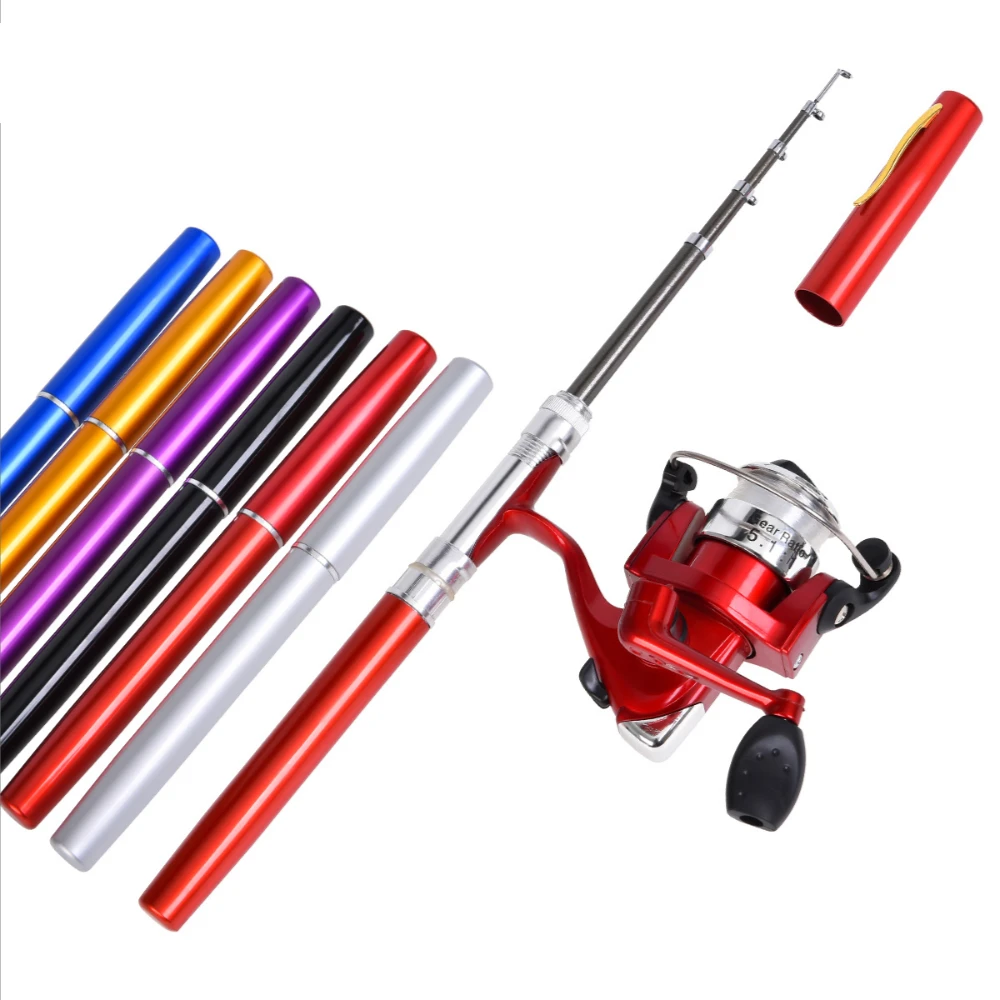 

Portable Pocket Telescopic Mini Fishing Pole Pen Shape Folded Fishing Rod with Reel Wheel Ice Fishing Rod Sea Pole Fishing Gear