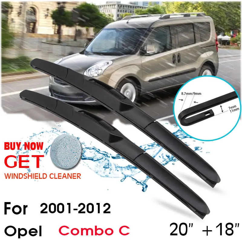 

Car Wiper Blade Front Window Windshield Rubber Silicon Refill Wipers For Opel Combo C 2001-2012 LHD/RHD 20"+18" Car Accessories