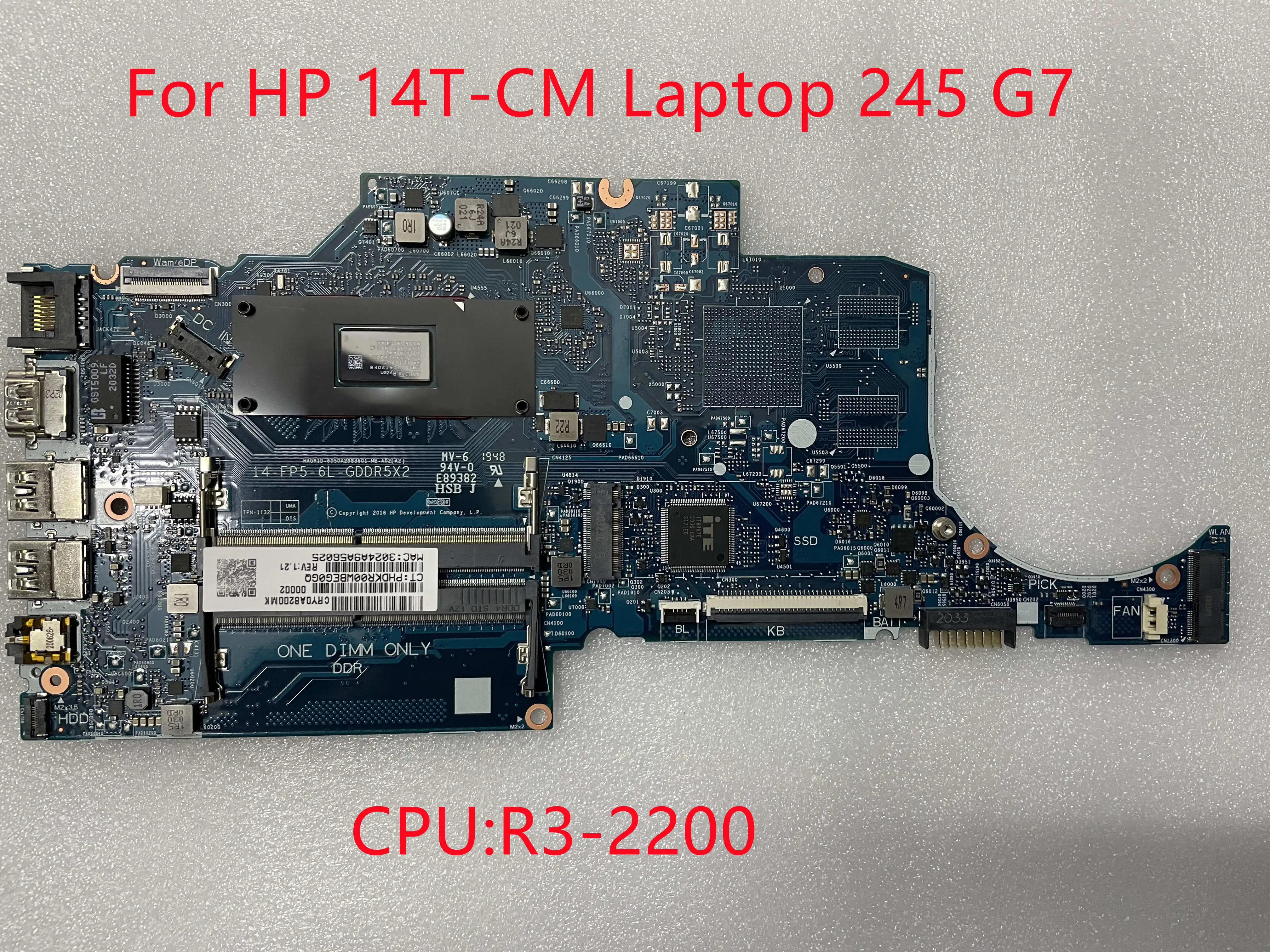 Материнская плата HP 14 см 6050A2983601-MB-A02 14-FP5-6L-GDDR5X2 для ноутбука 14-см материнская 245 G7 -