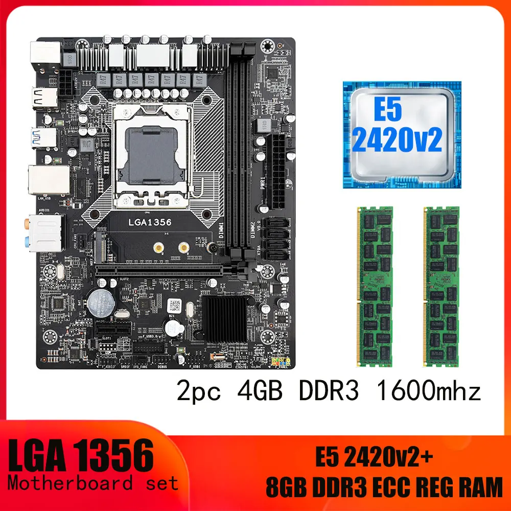 

Игровая материнская плата LGA 1356 с процессором Xeon E5 2420 V2 2*4 Гб = 8 ГБ DDR3 Память ОЗУ 1333 МГц ECC REG комплект NVME M.2 основная плата