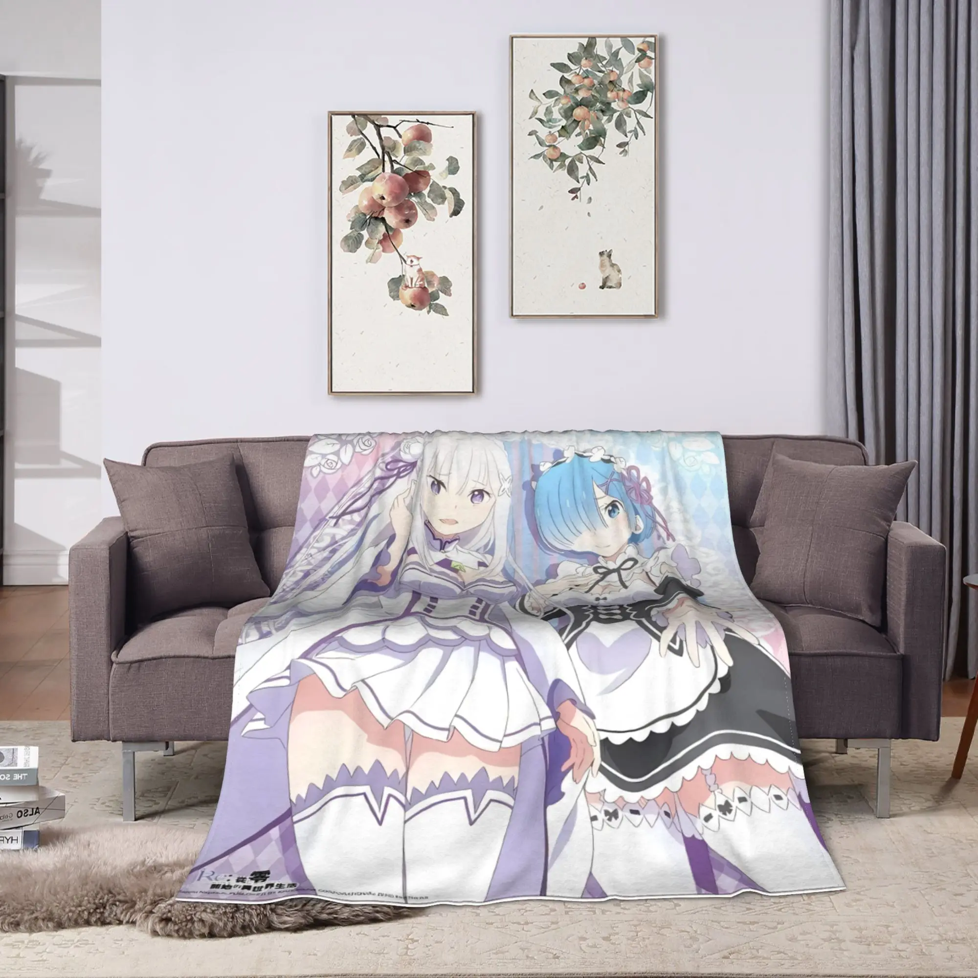 Фото Одеяла Emilia Rem Duo ReZero: Качественные, супертеплые пледы для зимы, для девочек и мальчиков, уличный тренд, покрывало. №2