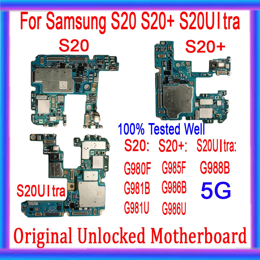 

100% Original For SAMSUNG GALAXY S20 G980F G985F G981B G986B G986U G988B G981U G988U Motherboard 128GB Unlocked Logic board Test